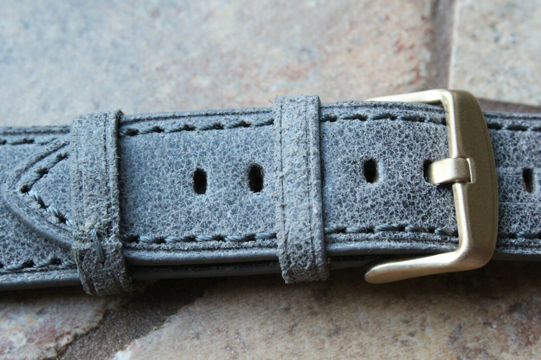 Genuine Leather Watch Strap Band LeVeL B-804S Dark Gray Vintage