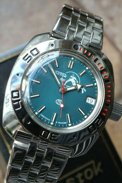 Russian Mechanical Automatic Wrist Watch Vostok Amphibian Diver Scuba 710059
