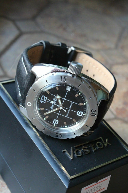 Vostok Amphibian Diver Russian wrist watch Leather Band 150375-L1
