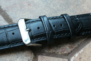 Genuine Leather Watch Strap Band KMV XL 24mm Black