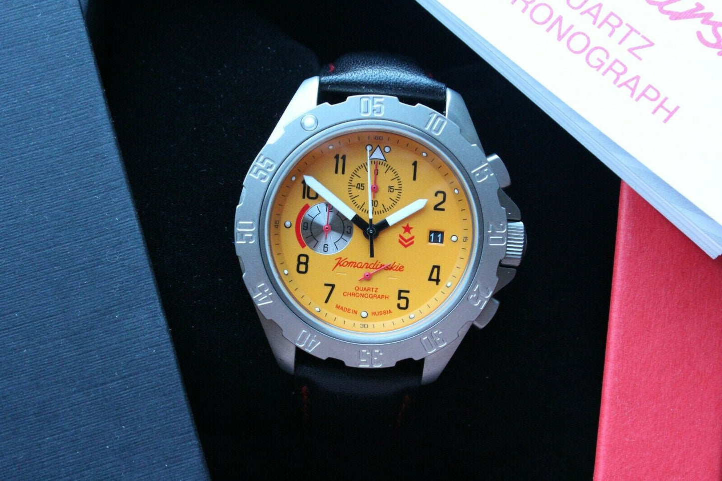 Vostok Komandirsky 340086 Quartz Russian K-34 Rare Military Wristwatche Orange
