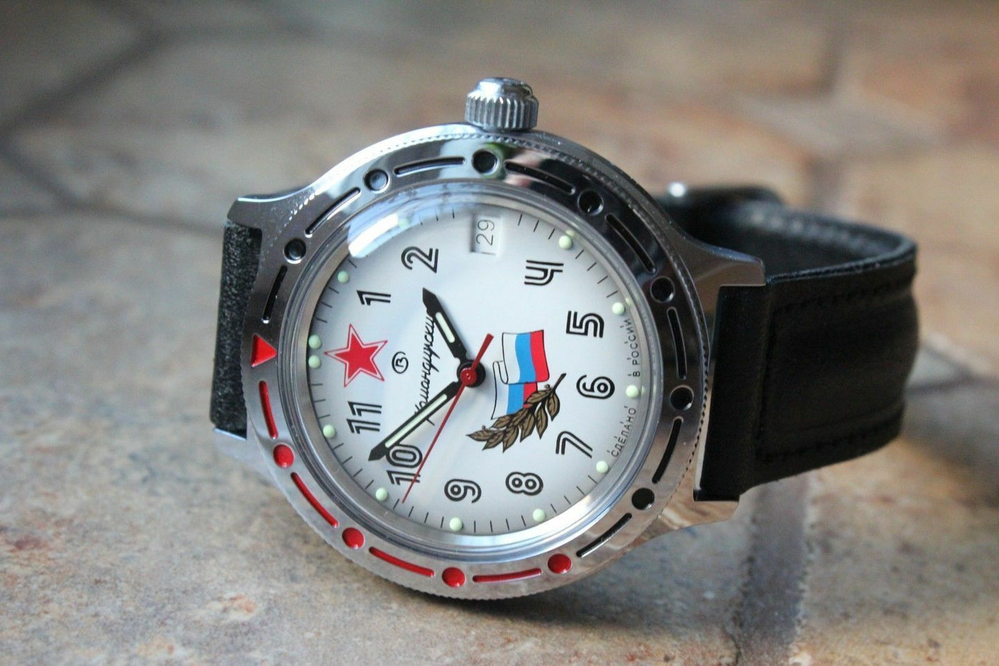 Vostok Komandirsky AutoRussian Military Wrist Watch # 921277 NEW