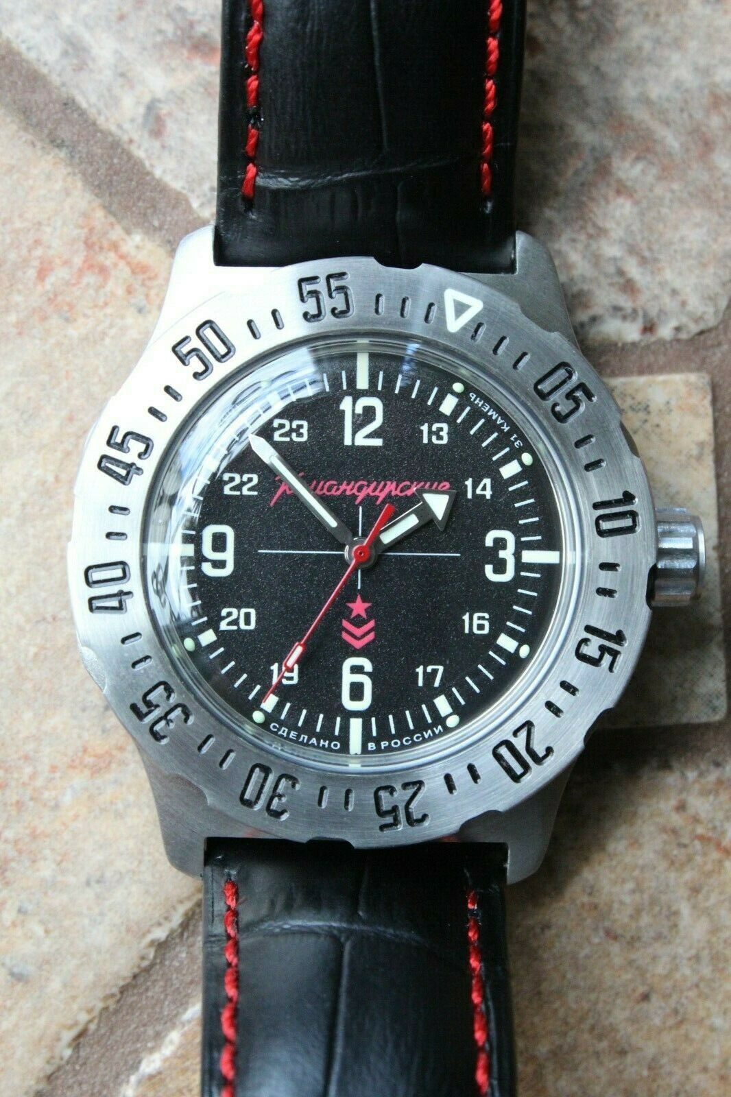 Vostok Komandirsky Mechanical Automatic Wrist Watch 24 Hour K-35 350515