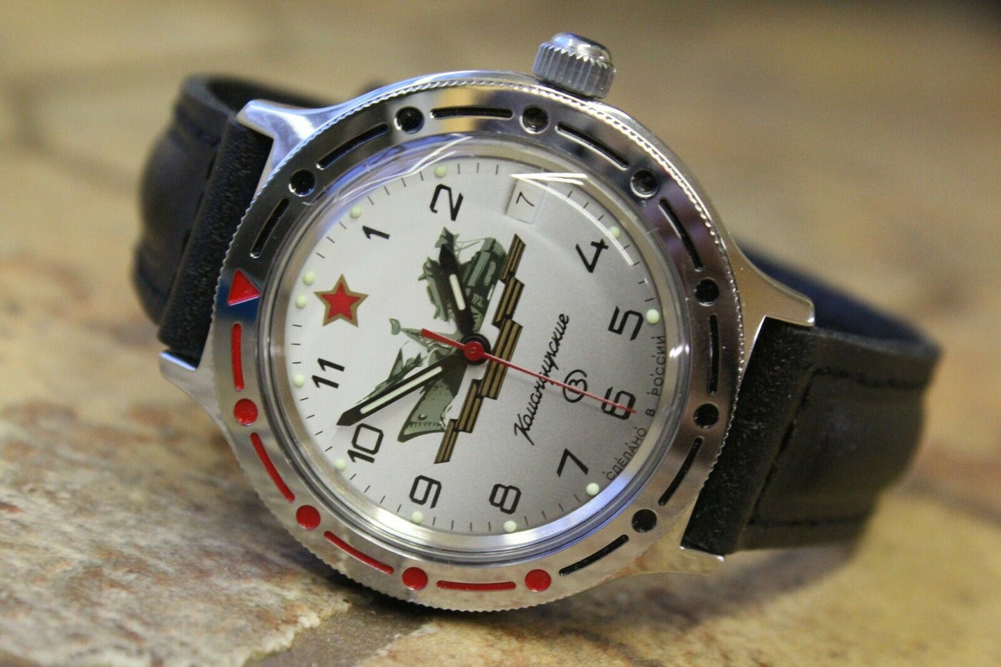 Vostok Komandirsky Auto Russian Military Wrist Watch # 921823 NEW