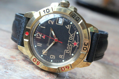 Vostok Komandirsky Military Wrist Watch # 439524 NEW