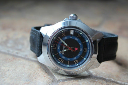 Vostok Komandirsky Auto Russian Military Wrist Watch # 641641 NEW