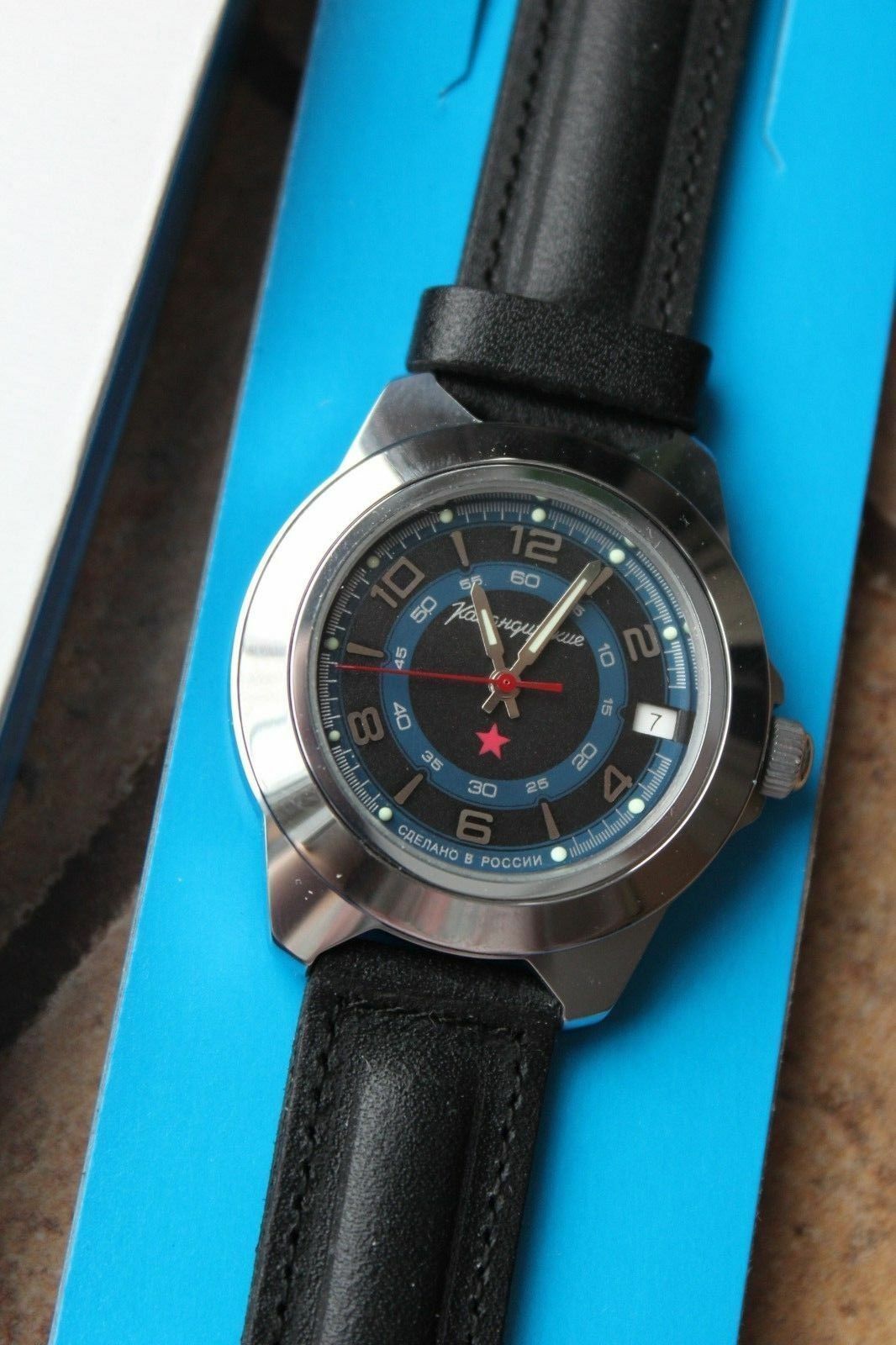 Vostok Komandirsky Auto Russian Military Wrist Watch # 641641 NEW