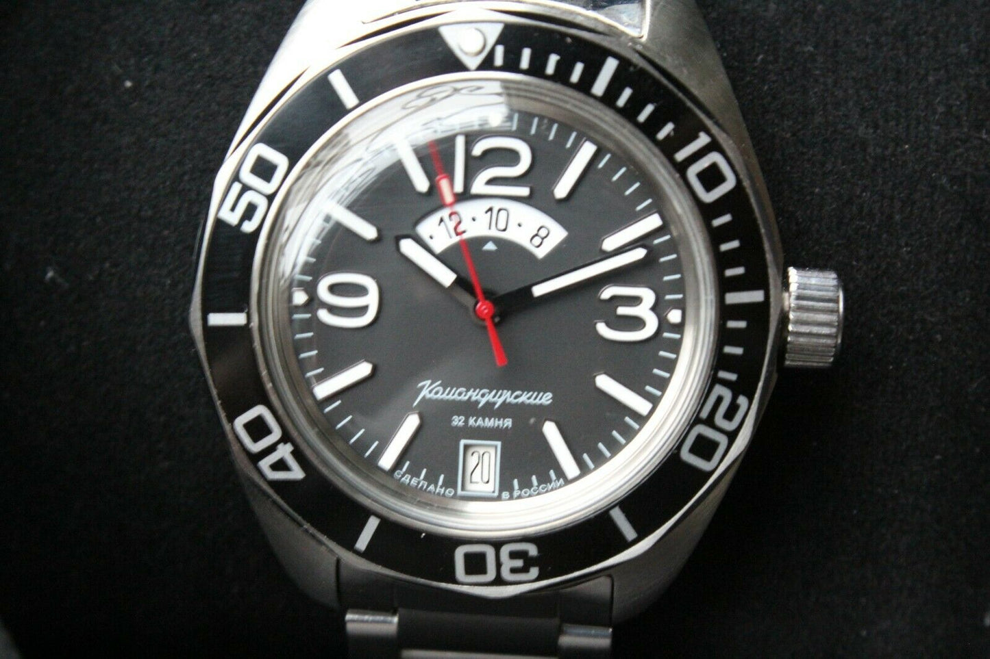 Vostok Komandirsky 030788B Russian Automatic Military Wrist Watch Day Night