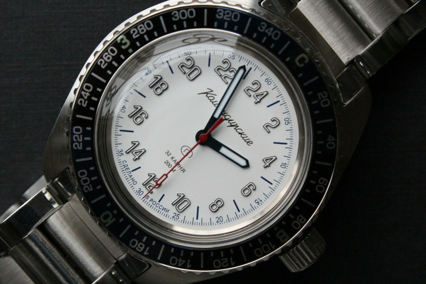 Vostok Komandirsky 030934 Russian Automatic Military Wrist Watch 24 Hours