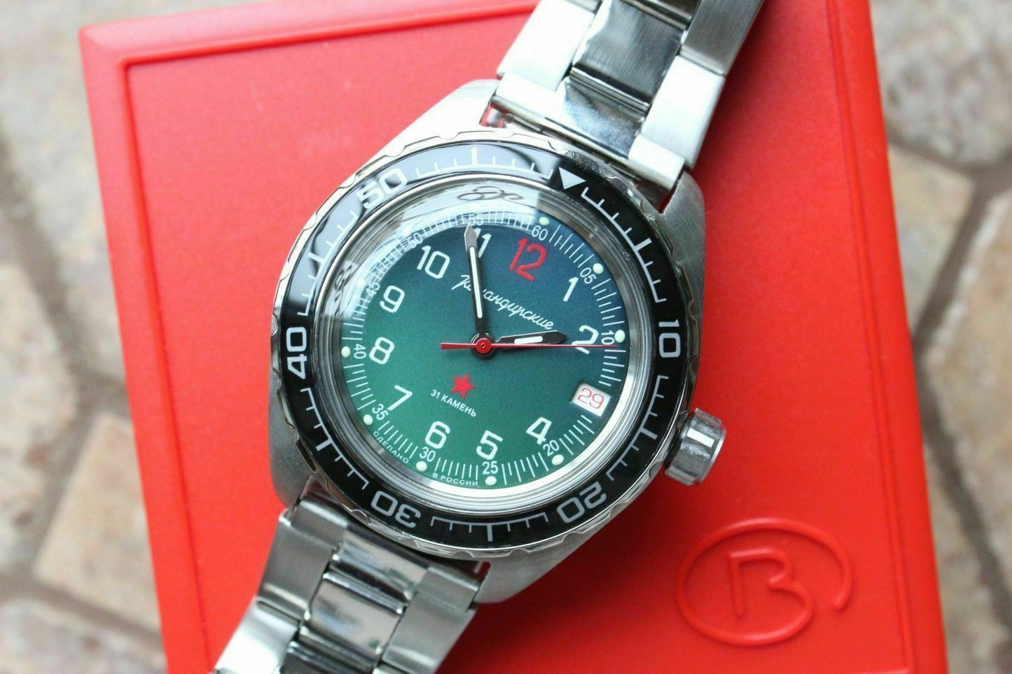 Vostok Komandirsky Auto Russian Military Wrist Watch # 020711 NEW
