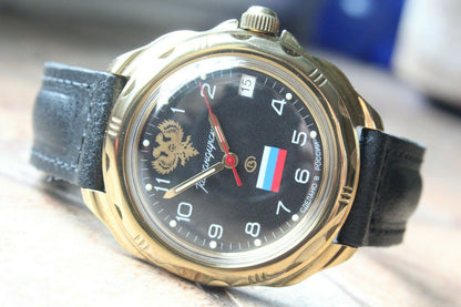 Vostok Komandirsky 219646 Russian Mechanical Military Wrist Watch Tricolour