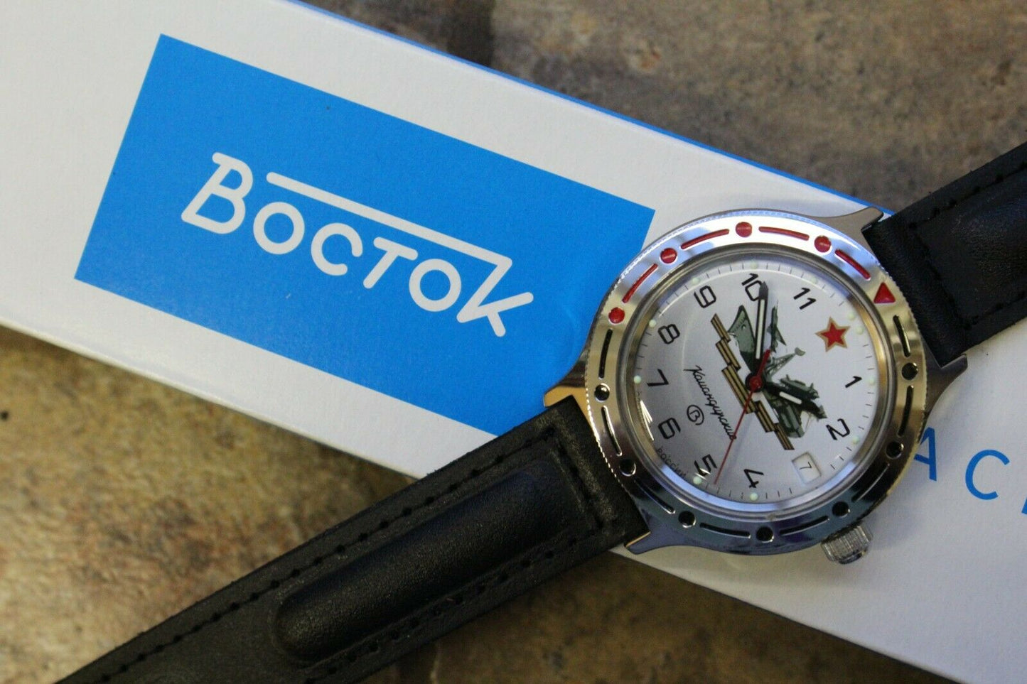 Vostok Komandirsky Auto Russian Military Wrist Watch # 921823 NEW