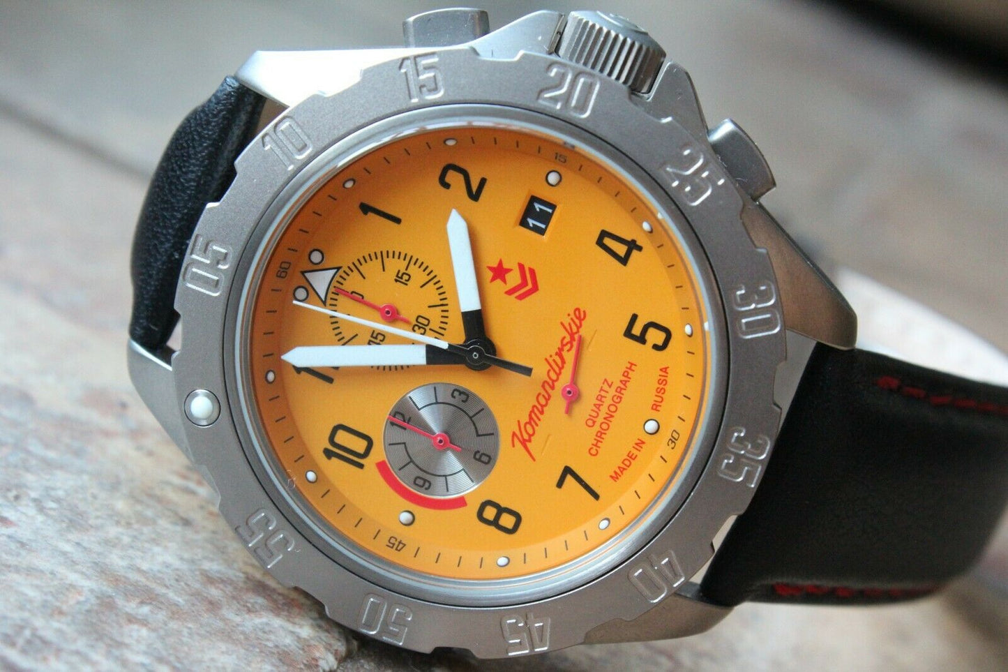 Vostok Komandirsky 340086 Quartz Russian K-34 Rare Military Wristwatche Orange