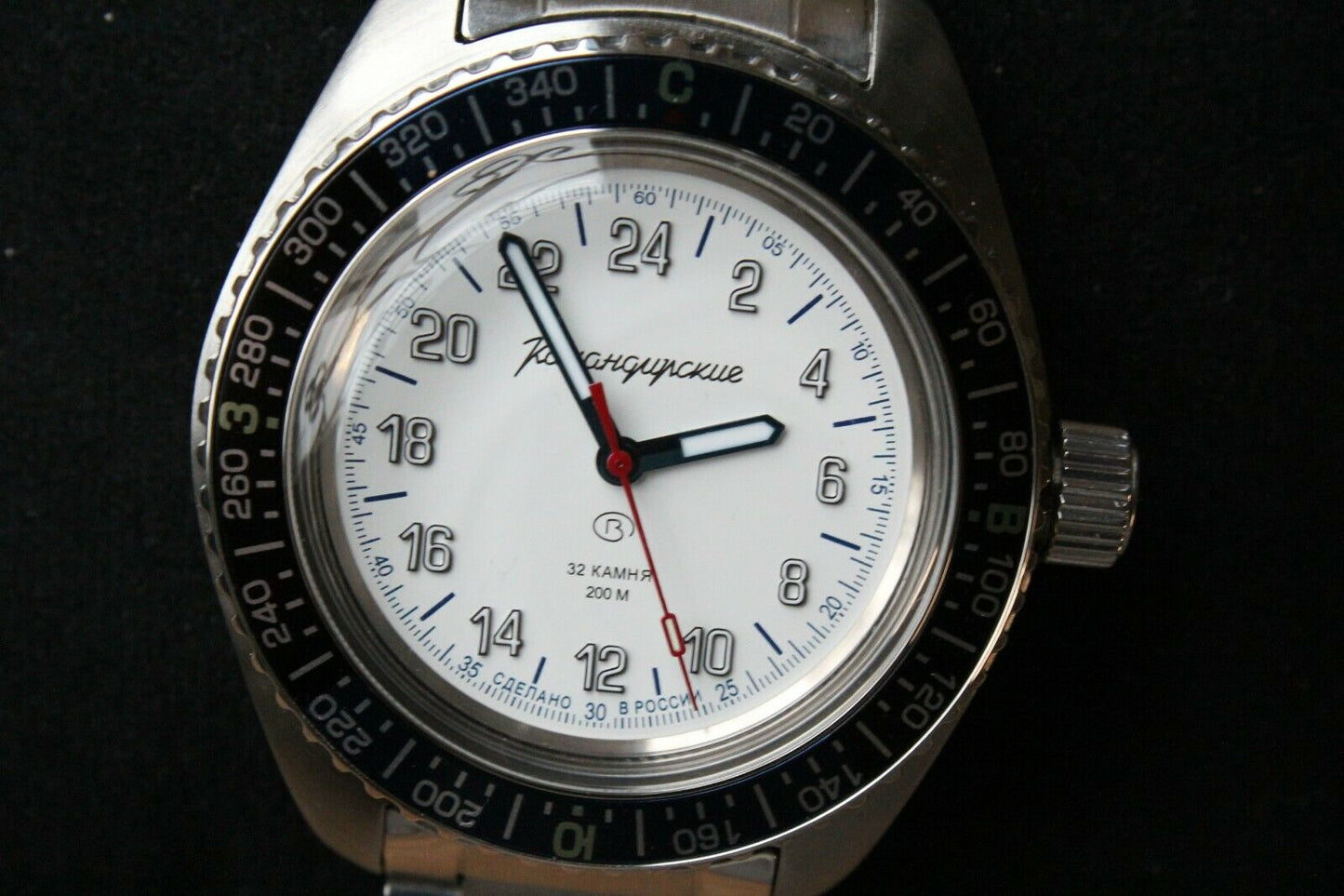 Vostok Komandirsky 030934 Russian Automatic Military Wrist Watch 24 Hours