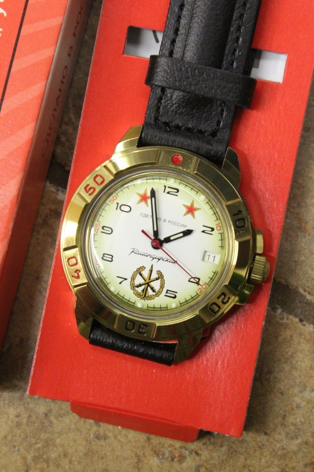 Vostok Komandirsky Military Wrist Watch # 439075 NEW
