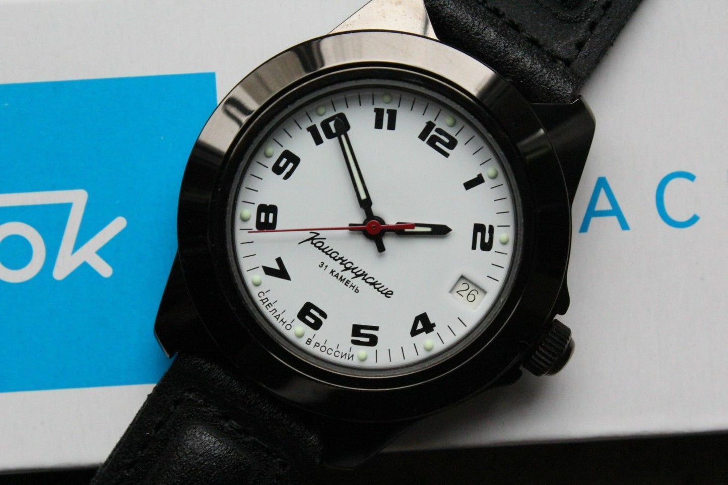 Vostok Komandirsky Auto Russian Military Wrist Watch # 646578 NEW
