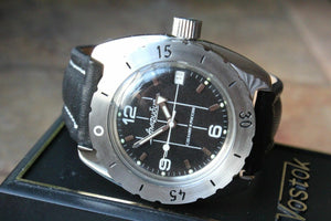 Vostok Amphibian Diver Russian wrist watch Leather Band 150375-L1