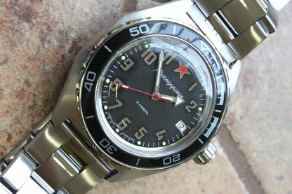 Vostok Komandirsky Auto Russian Military Wrist Watch # 650537 New