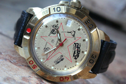 Vostok Komandirsky Military Wrist Watch # 439213 NEW