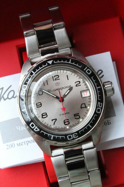 Vostok Komandirsky Auto Russian Military Wrist Watch # 020708 NEW