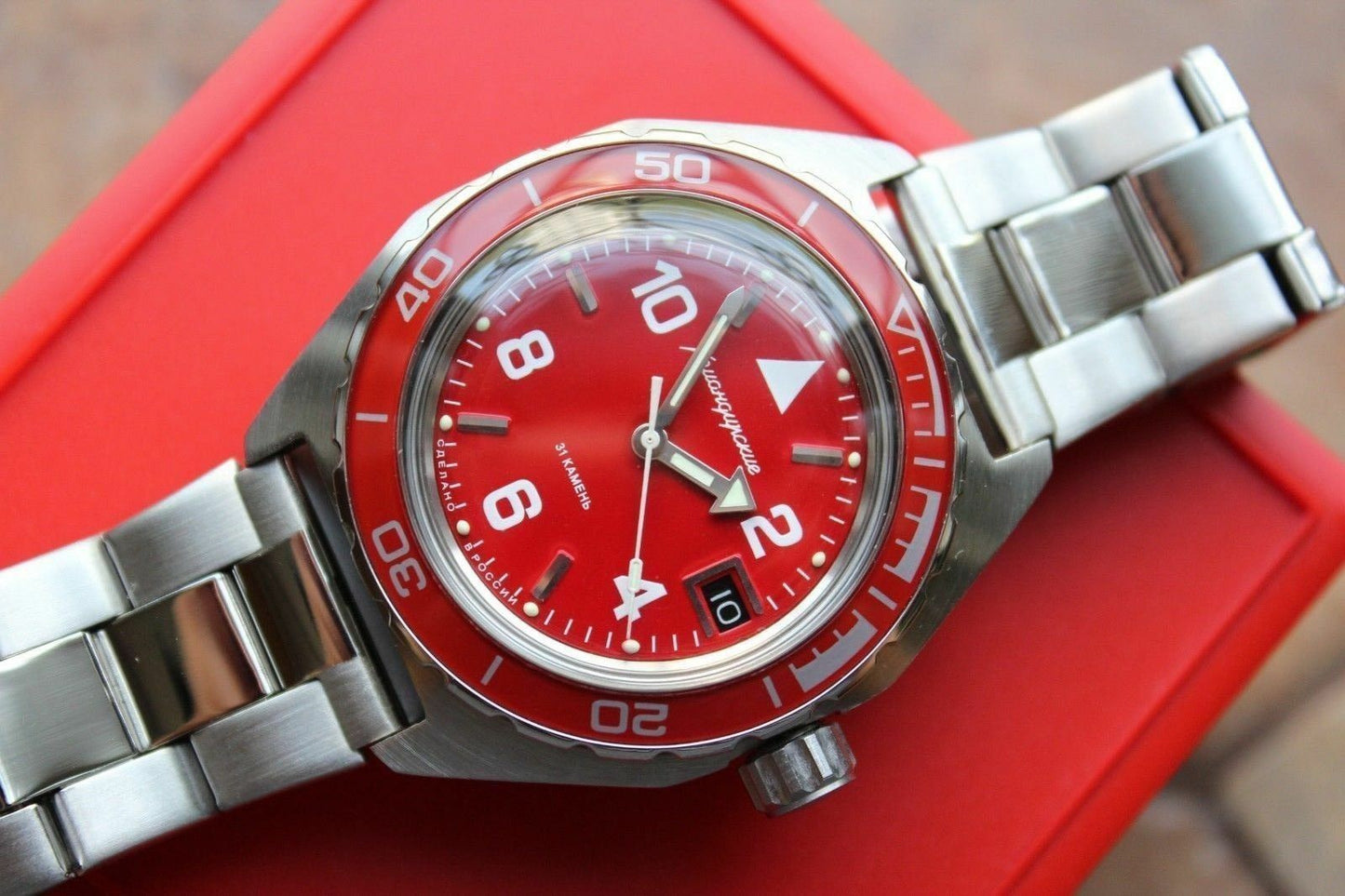 Vostok Komandirsky Auto Russian Military Wrist Watch # 650841 NEW