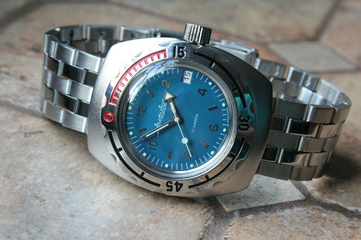 Russian Mechanical Automatic Wrist Watch VOSTOK AMPHIBIAN DIVER Custom 090367