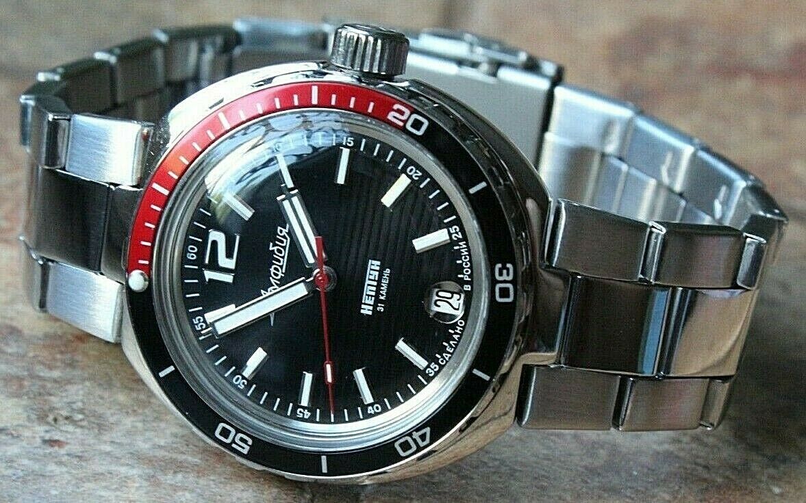 Vostok Amphibian Neptun Russian Machanical Auto Diver Men's wrist watch 960760