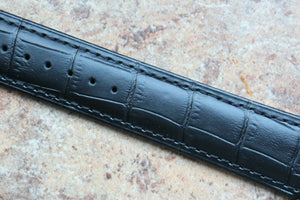 Genuine Leather Watch Strap Band KMV XL 24mm Black