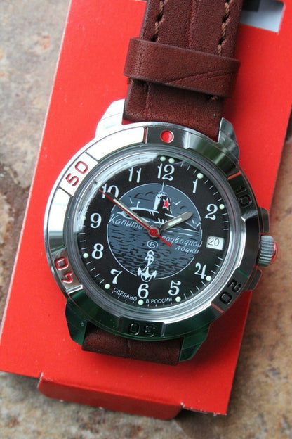 Vostok Komandirsky Military Wrist Watch Premium Leather Band # 431831-l2 NEW
