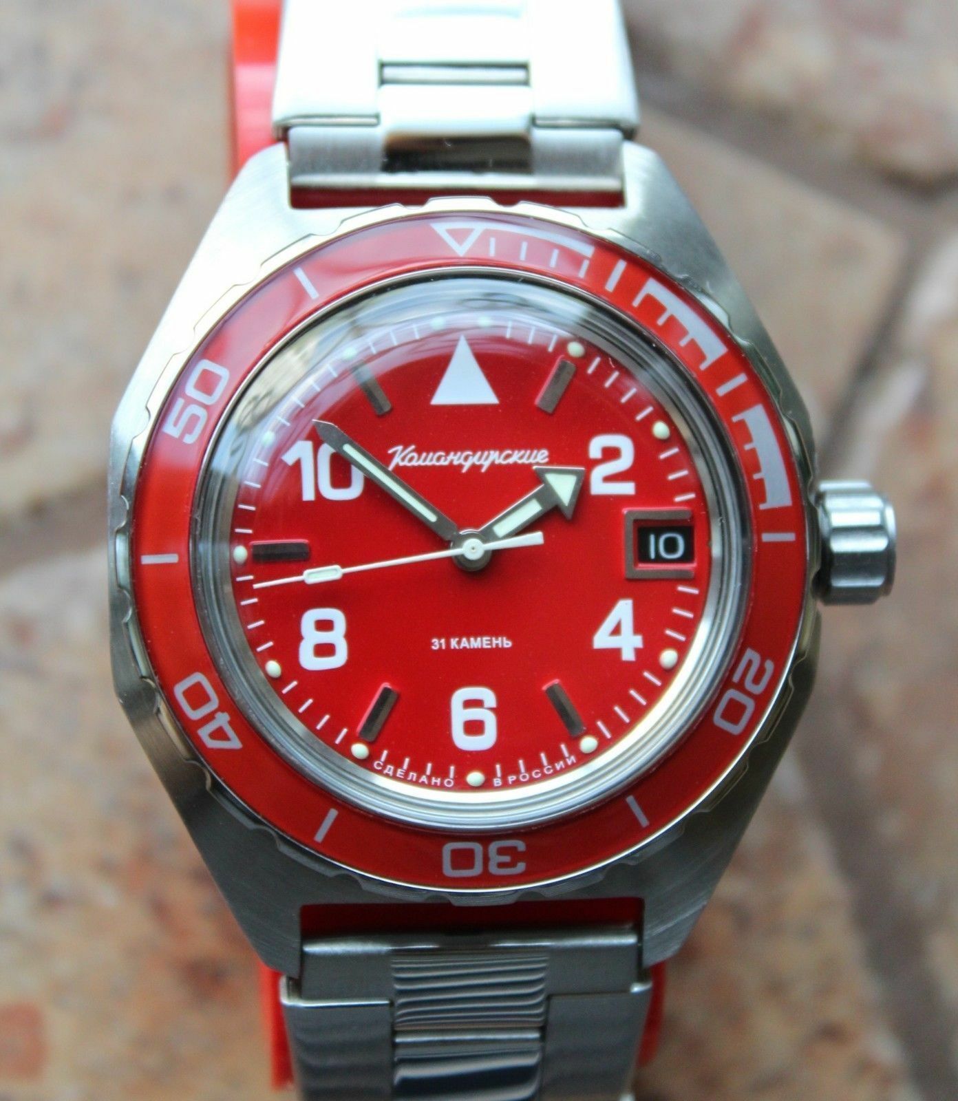 Vostok Komandirsky Auto Russian Military Wrist Watch # 650841 NEW