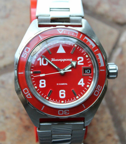 Vostok Komandirsky Auto Russian Military Wrist Watch # 650841 NEW