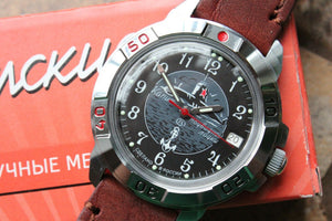 Vostok Komandirsky Military Wrist Watch Premium Leather Band # 431831-l2 NEW