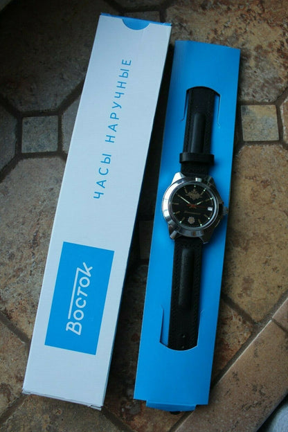 Vostok Komandirsky Auto Russian Military Wrist Watch # 641655 NEW