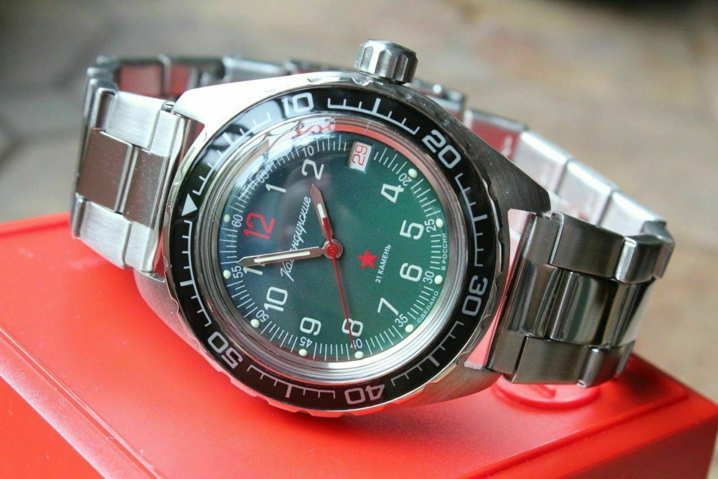 Vostok Komandirsky Auto Russian Military Wrist Watch # 020711 NEW