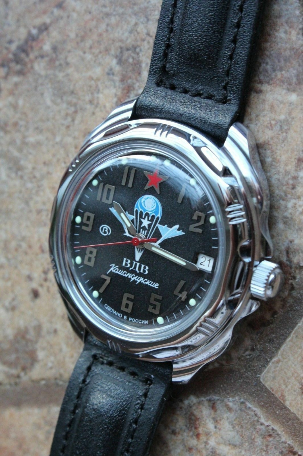 Vostok Komandirsky Russian Military Wrist Watch # 211288 NEW