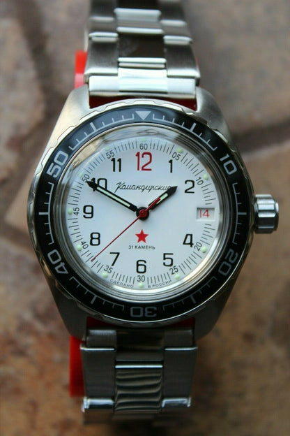 Vostok Komandirsky 020712 Mechanical Automatic Military Wrist Watch Red Star