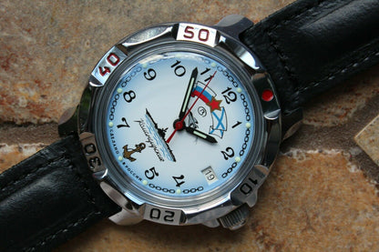 Vostok Komandirsky Russian Mechanical Military Wrist Watch NAVY VMF 811241
