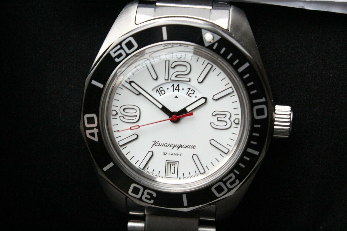 Vostok Komandirsky 030789B Russian Automatic Military Wrist Watch Day Night
