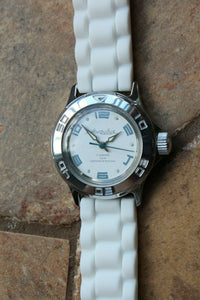 Vostok Amphibian 051458 Mechanical Women Female Russian wrist watch White Blue