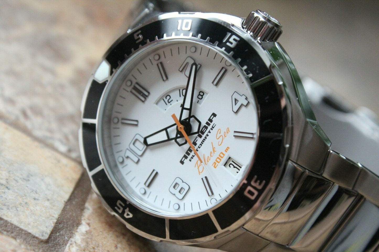 Vostok Amphibian Auto Black Sea Russian mens wrist watch 440796 New
