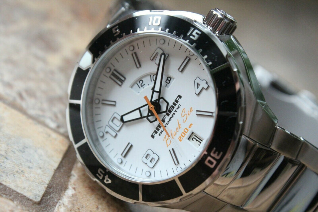 Vostok Amphibian Auto Black Sea Russian mens wrist watch 440796 New