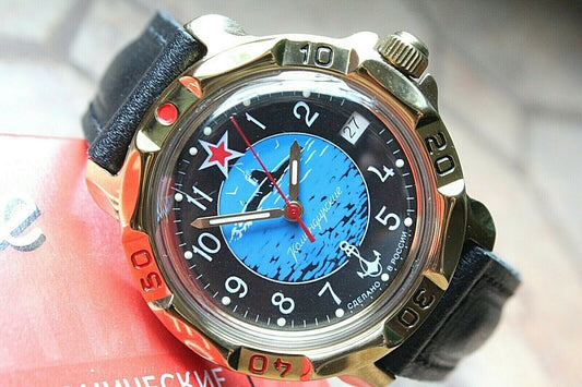 Vostok Komandirsky 819163 Russian Mechanical Military Wrist Watch Submarine Boat