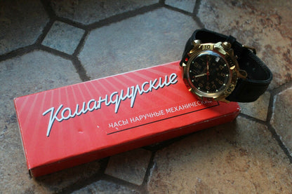 Vostok Komandirsky 819782 Russian Mechanical Military Wrist Watch 24 Hours