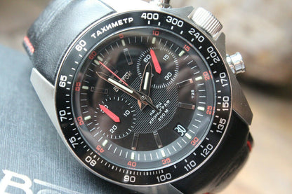 Vostok Komandirsky K-39 Quartz Chronograph Black Russian Military Wristwatche