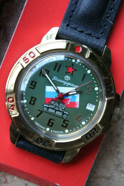 Vostok Komandirsky Military Wrist Watch # 439435 NEW