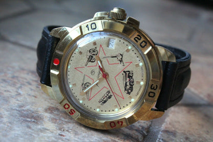 Vostok Komandirsky Military Wrist Watch # 439213 NEW