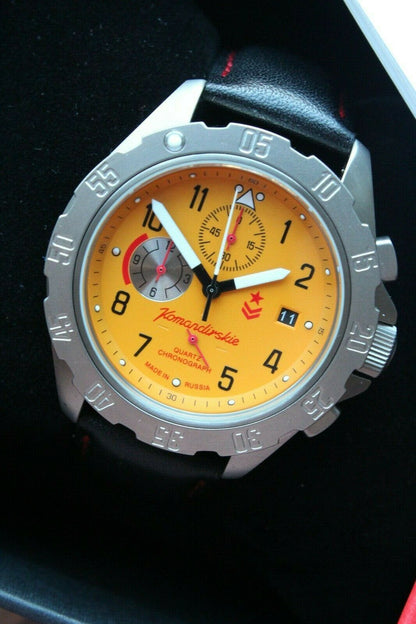 Vostok Komandirsky 340086 Quartz Russian K-34 Rare Military Wristwatche Orange