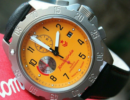 Vostok Komandirsky 340086 Quartz Russian K-34 Rare Military Wristwatche Orange