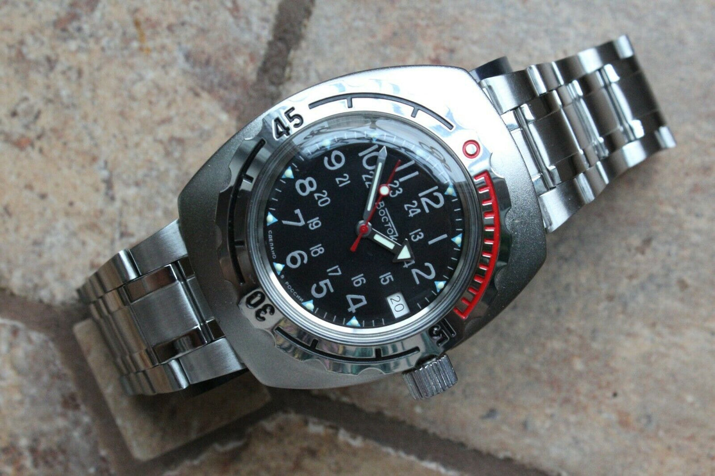 Russian Mechanical Automatic Wrist Watch VOSTOK AMPHIBIAN DIVER Custom 090783