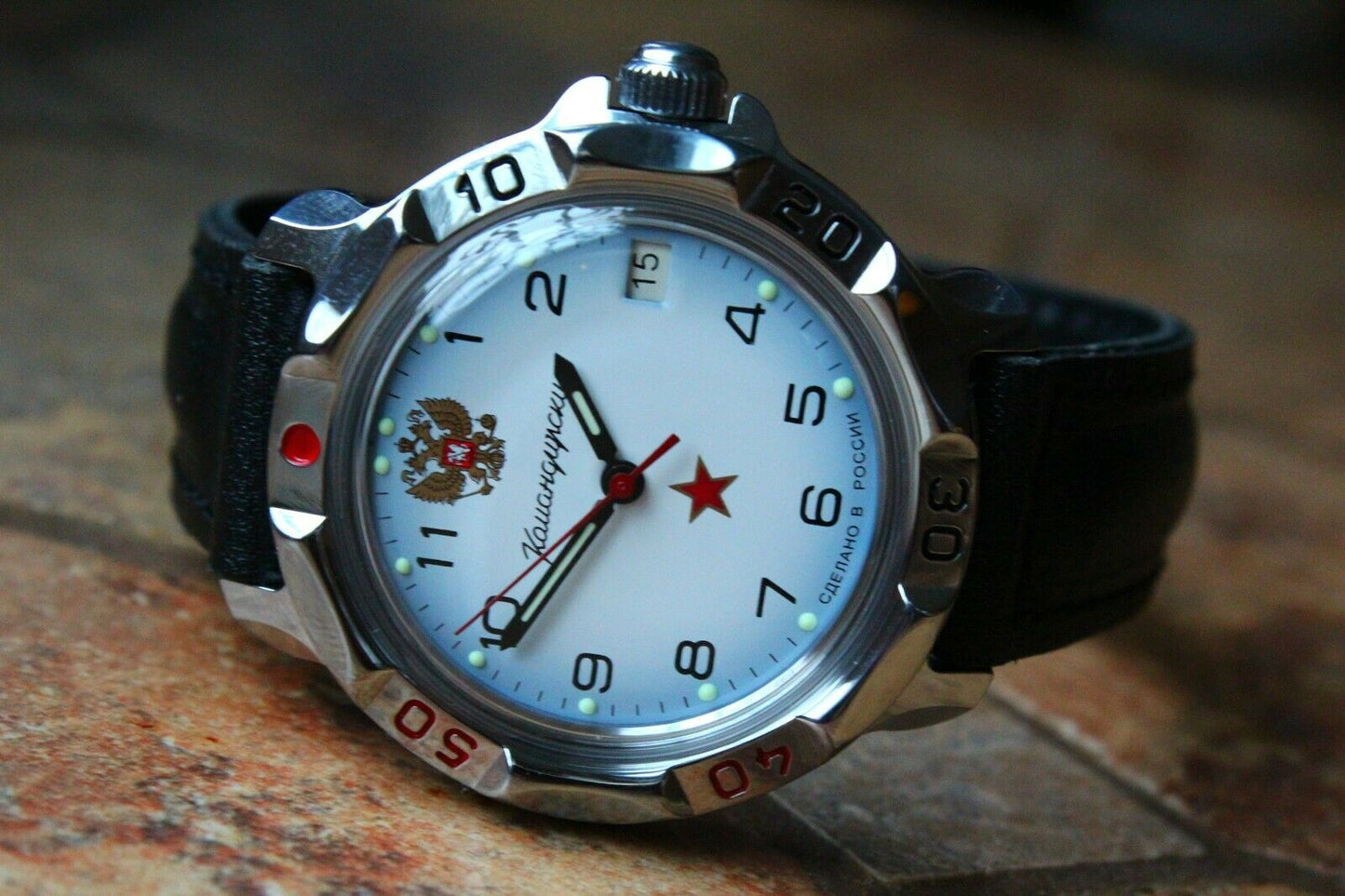Vostok Komandirskie Mechanical Military Russian wrist watch Star Eagle 811323